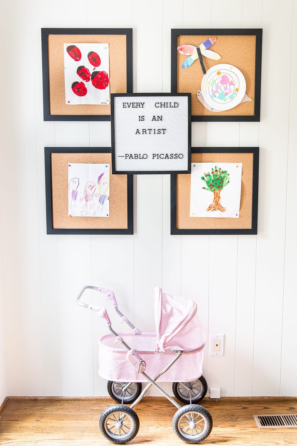 A dated, unorganized playroom gets a bright and whimsical makeover with organizational strategies, ideas for adding function, and DIY-able projects to create the perfect kid's space on a budget. #kidsroom #playroom #kidsdecor #toyorganizing