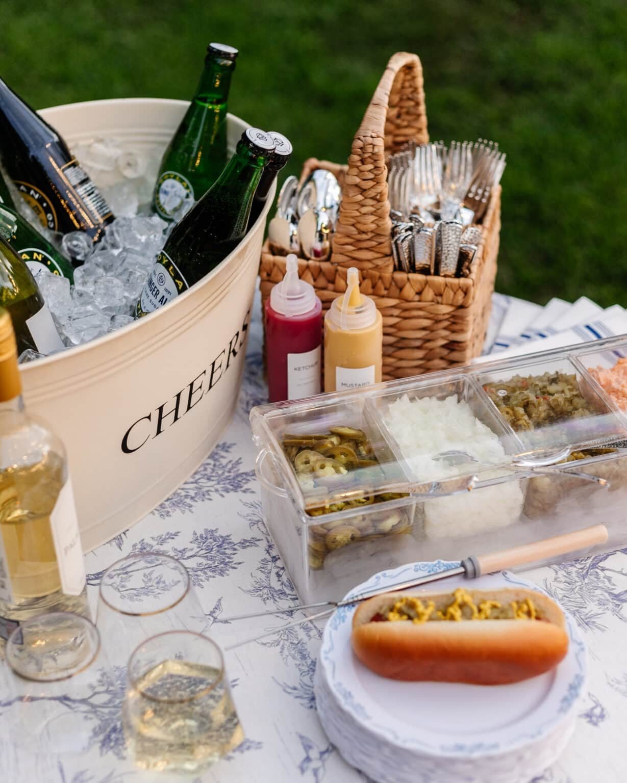 bonfire party food serving hot dogs