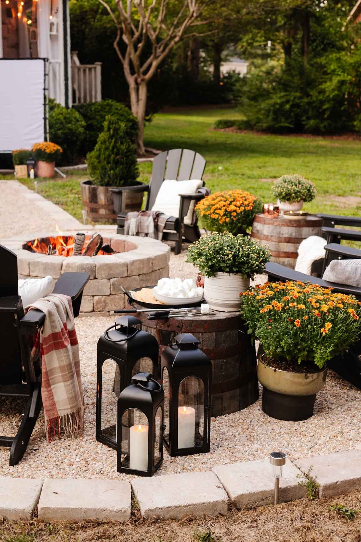 outdoor fall decor - plant garden mums in mismatched planters