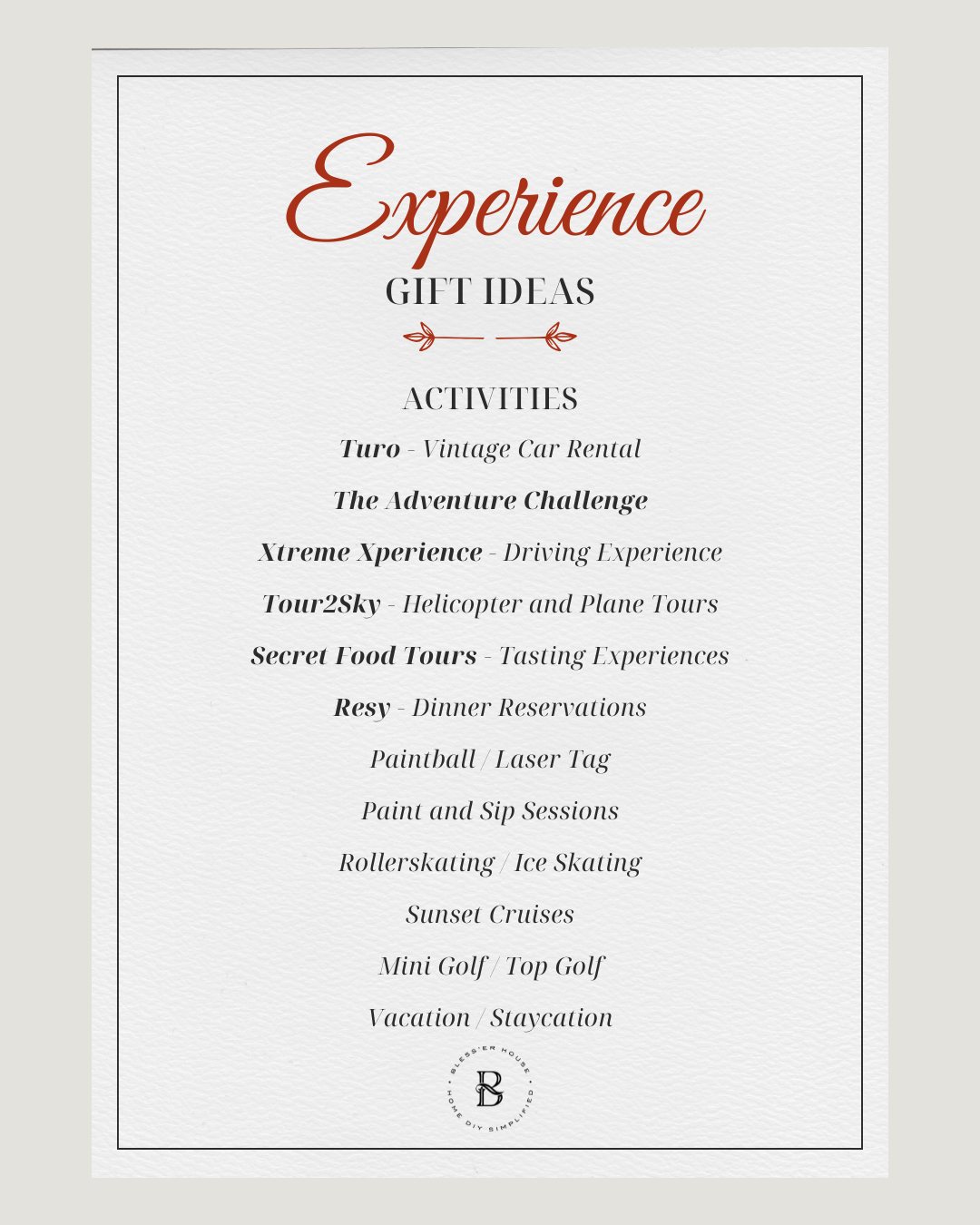 activity gift ideas