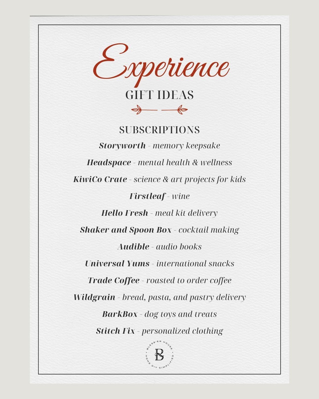 subscription gift ideas