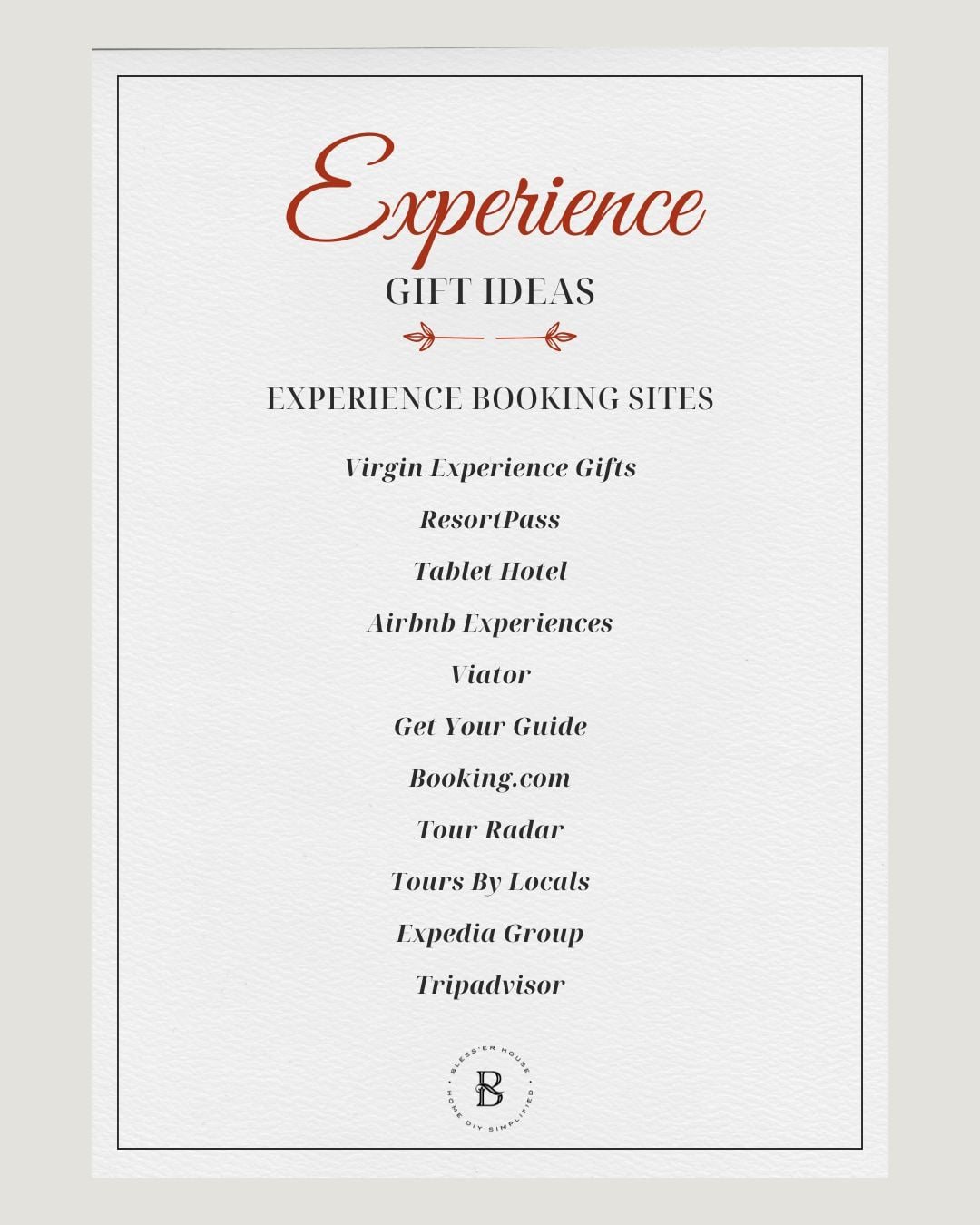 experience gift ideas - experience booking