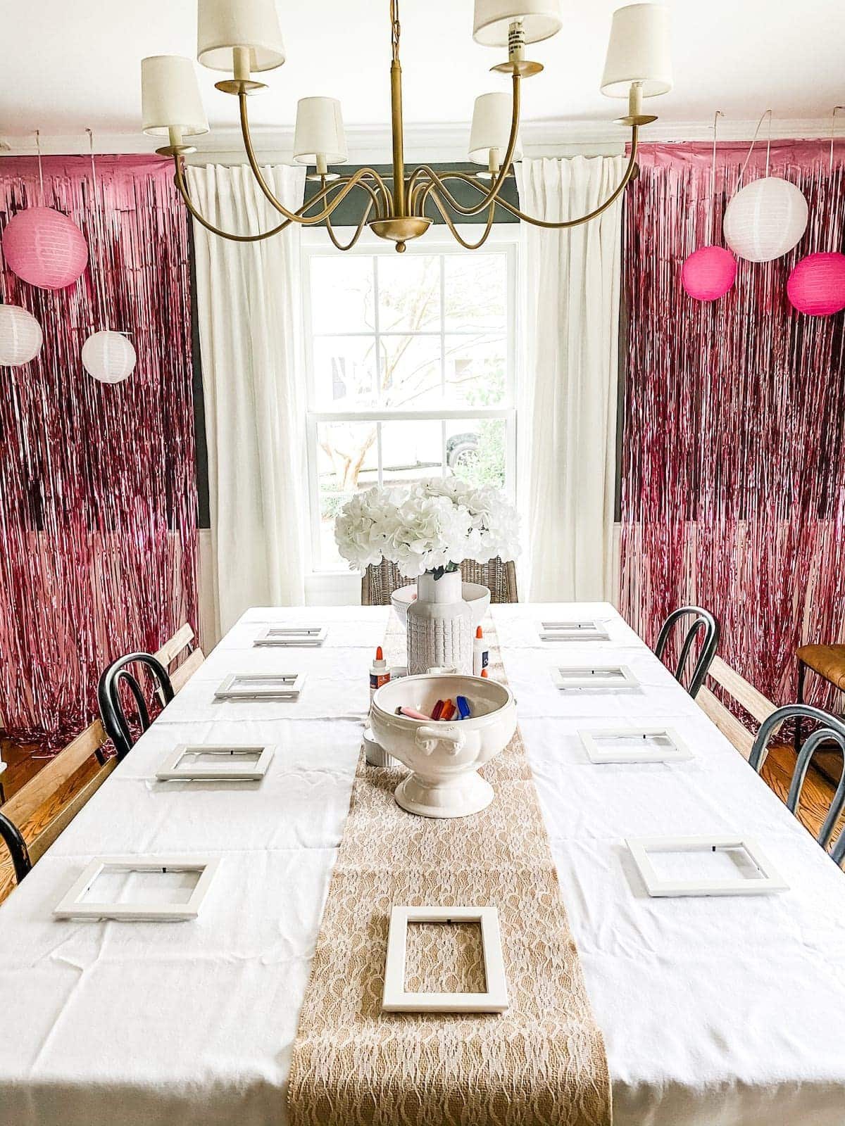 slumber party craft in a dining room