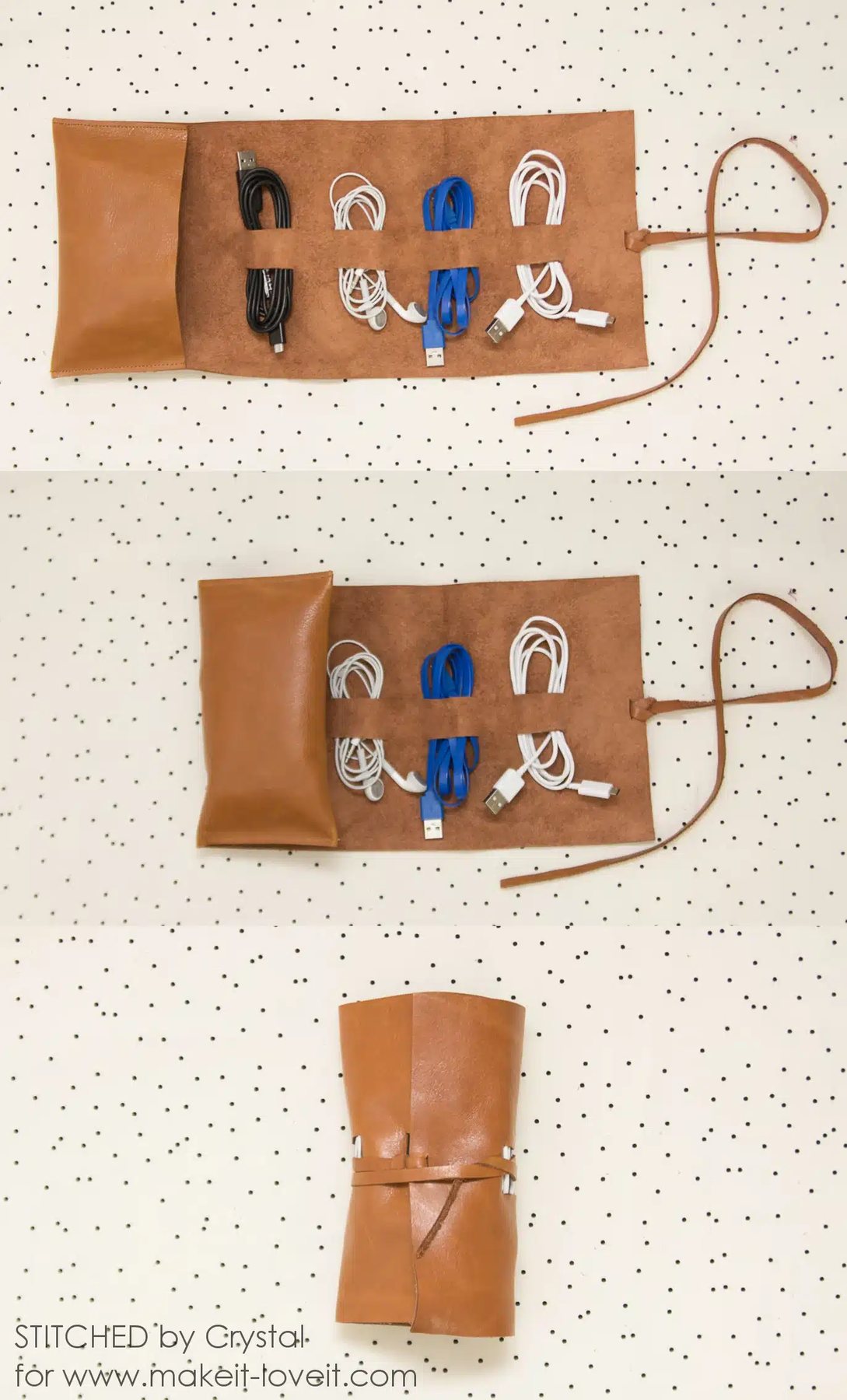 DIY cord roll made of leather