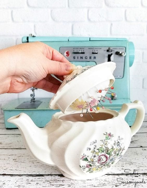 DIY Sewing Kit Tea Pot