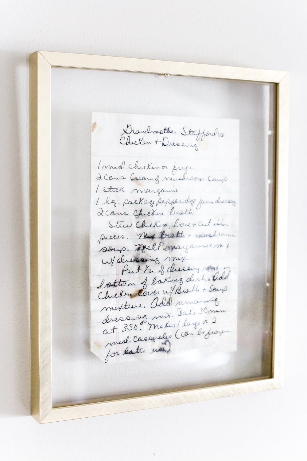 framed recipe