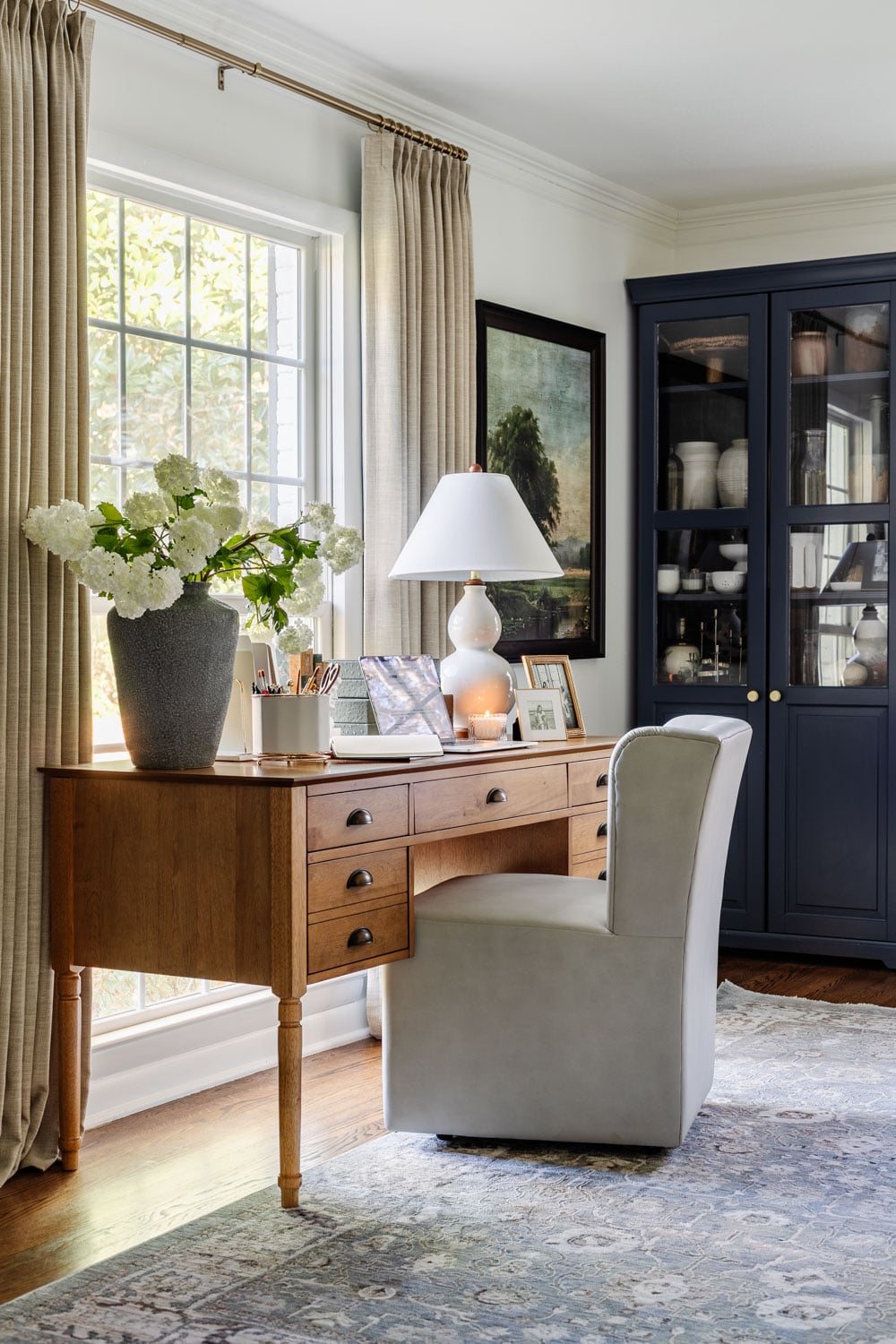 home office desk facing window