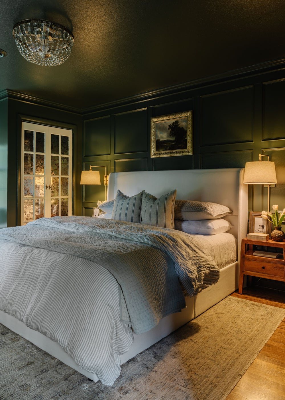 crystal fandelier in a bedroom