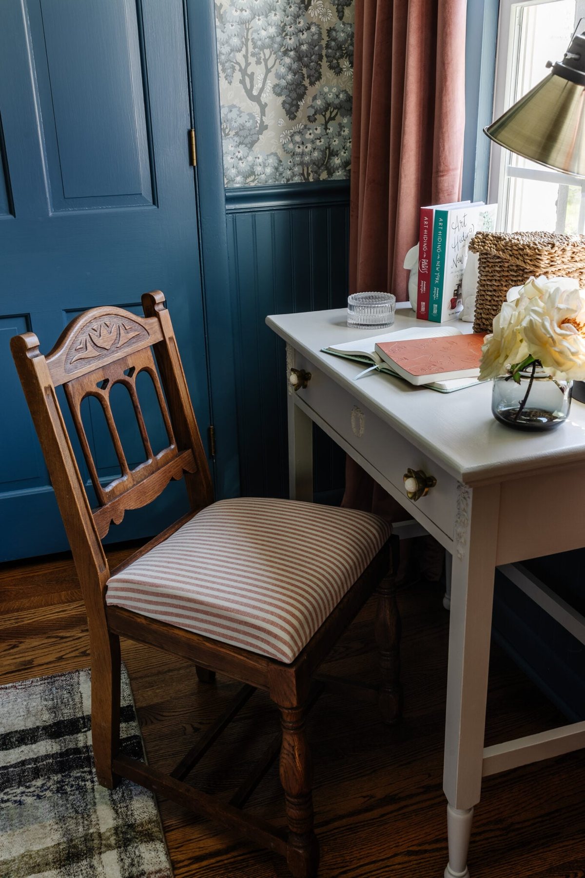 homework desk and vanity in a preteen girls bedroom