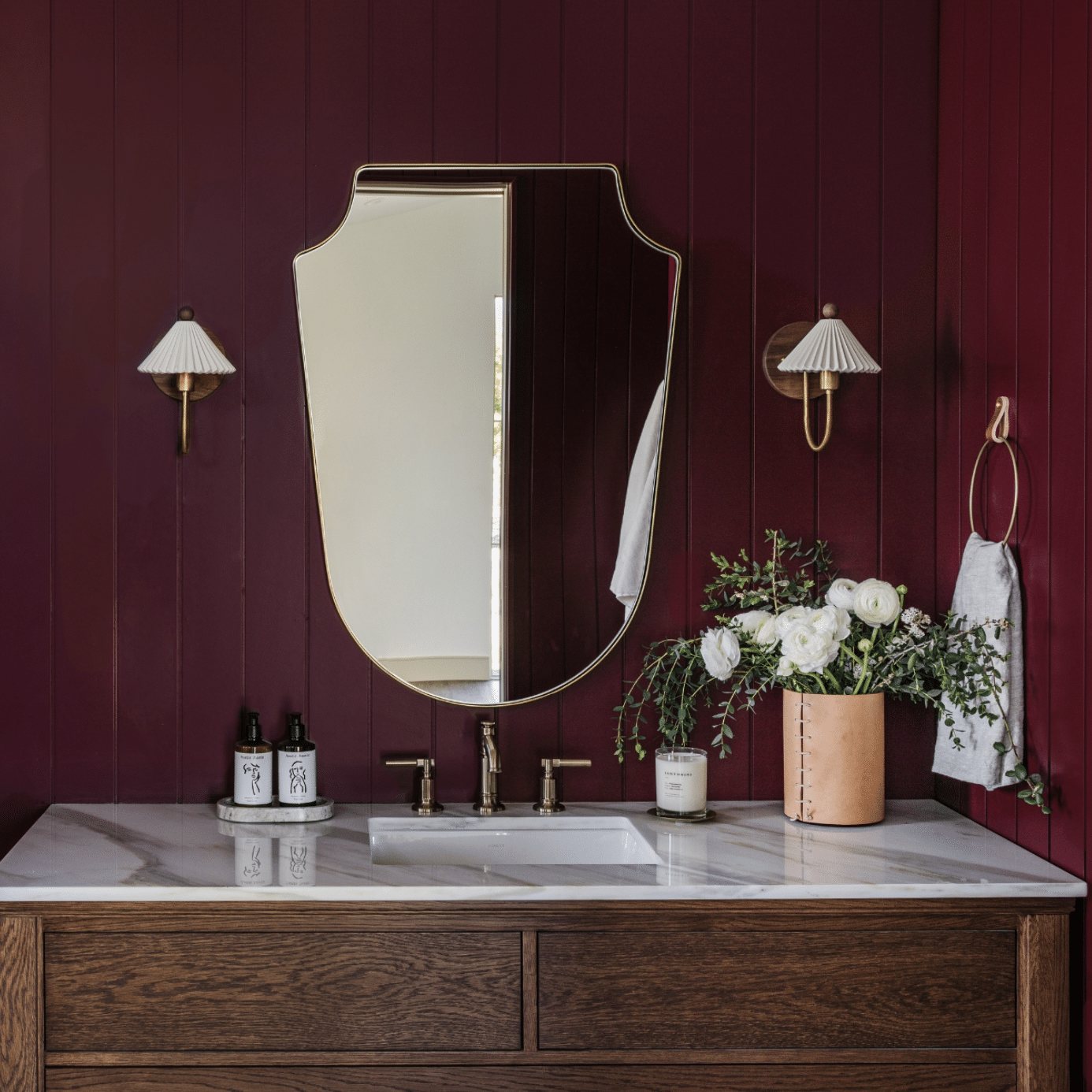 modern nest homes burgundy bathroom benjamin moore bewitched