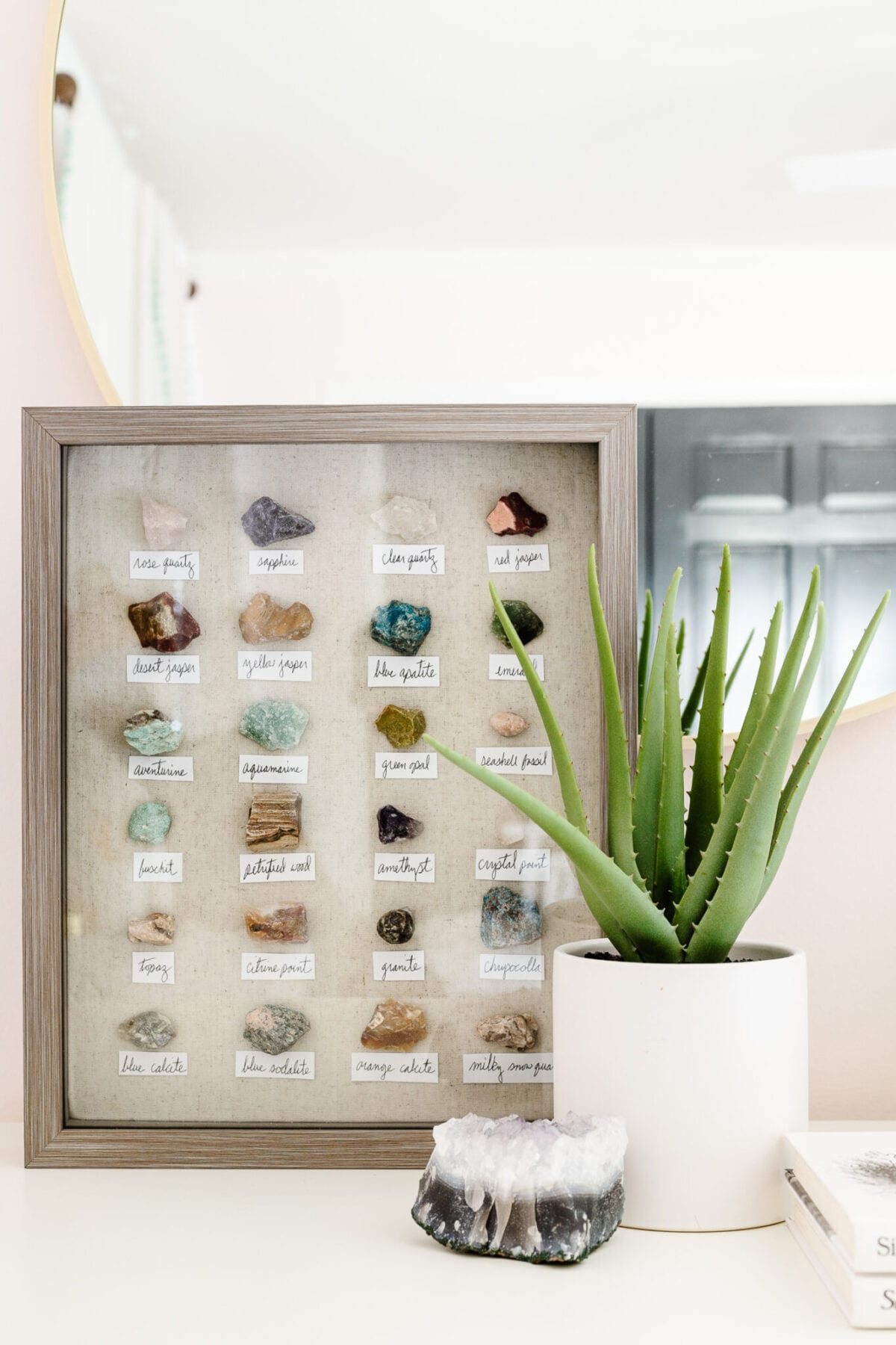 rock collection display for cheap home decor