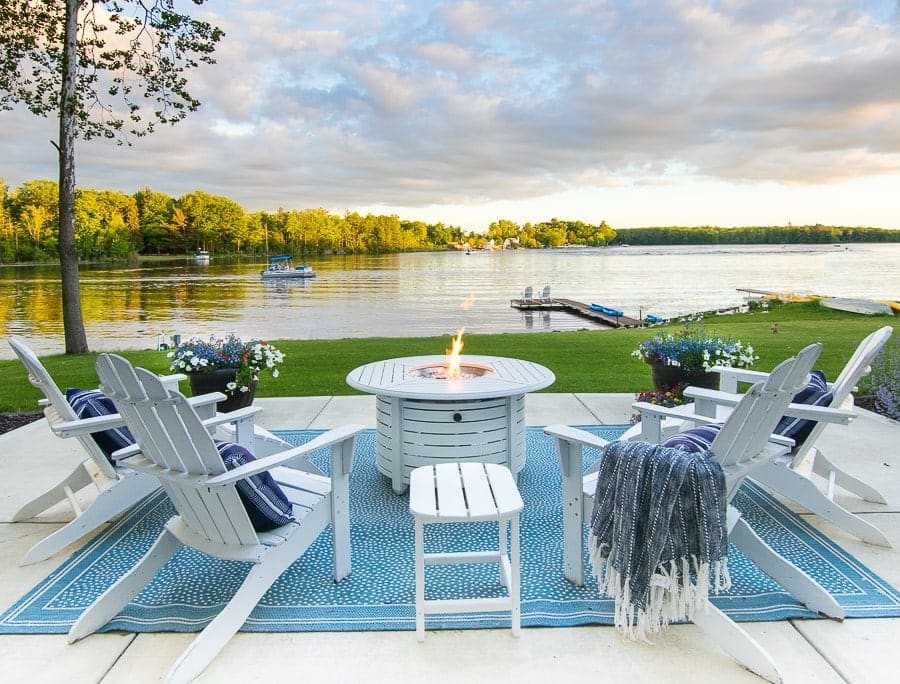 fire pit by the lake