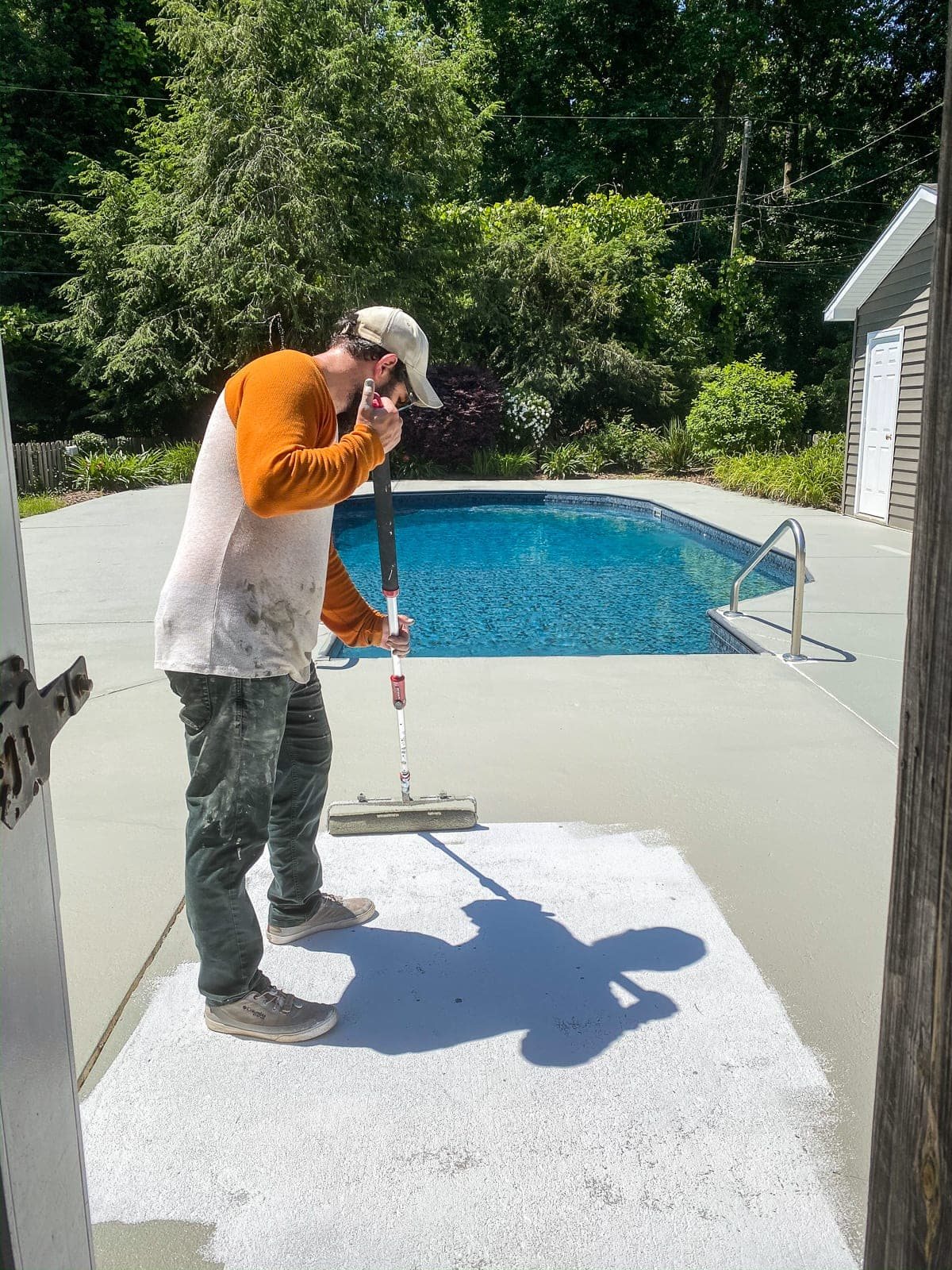DIY Painted Concrete Pool Deck and Patio That Lasts!