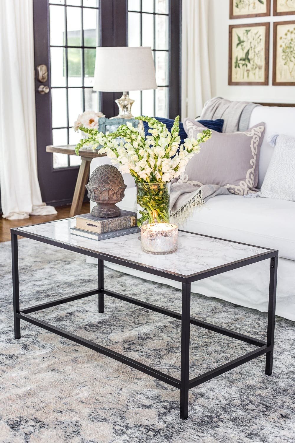 Faux marble top IKEA coffee table hack