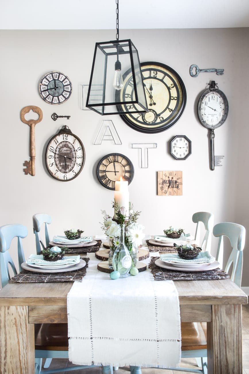 clocks turned into a gallery wall for diy wall decor