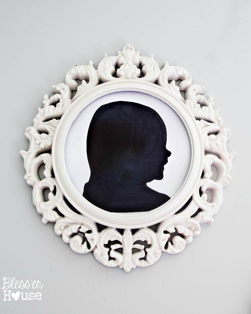make silhouette art with a sharpie and a ceiling medallion for diy wall decor ideas