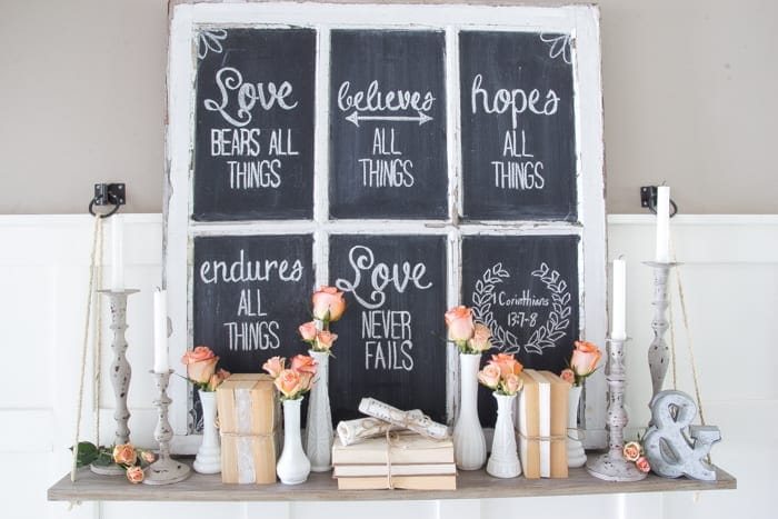 old window turned into a chalkboard