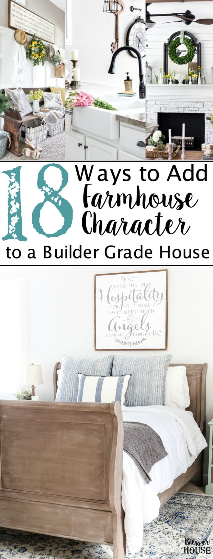 18 Ways to Add Farmhouse Character to a Builder Grade House on a Budget | unigumushane.com - An in-depth list of do-it-yourself home improvement projects and budget decorating tips to add farmhouse character to a builder grade house (or any home).