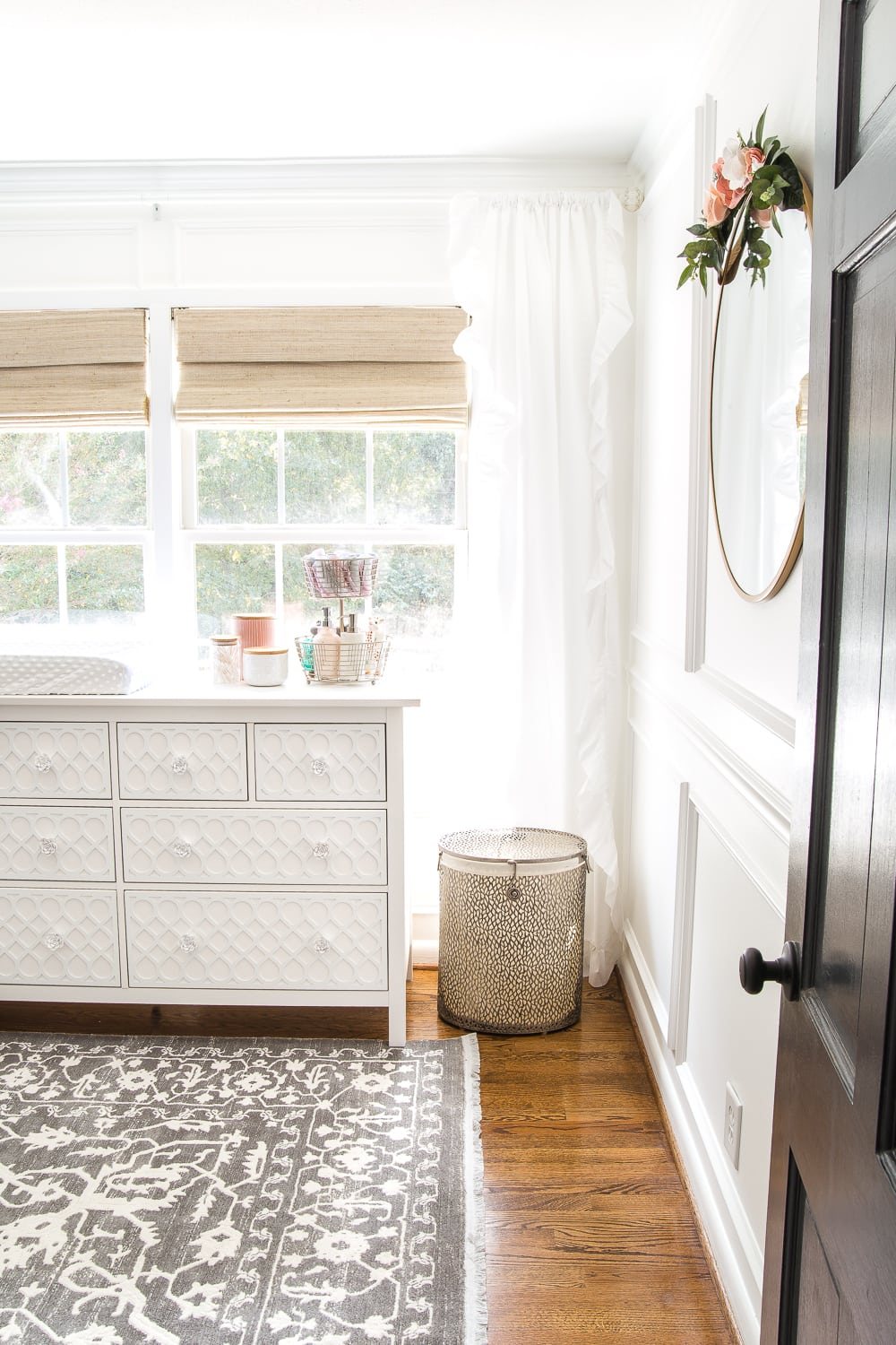 Nursery Organization - hamper, dresser, canisters, and tiered basket