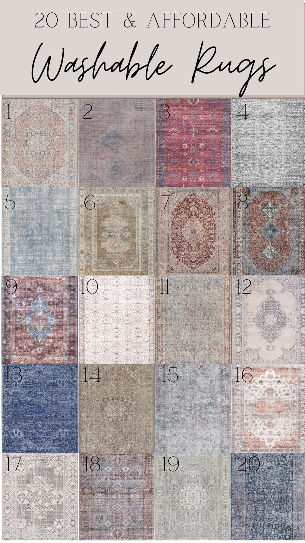 a round up of 20 affordable washable rugs