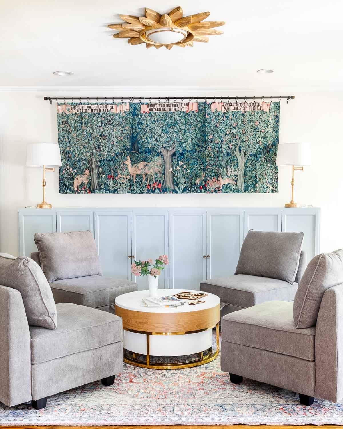 blush washable rug in a playroom