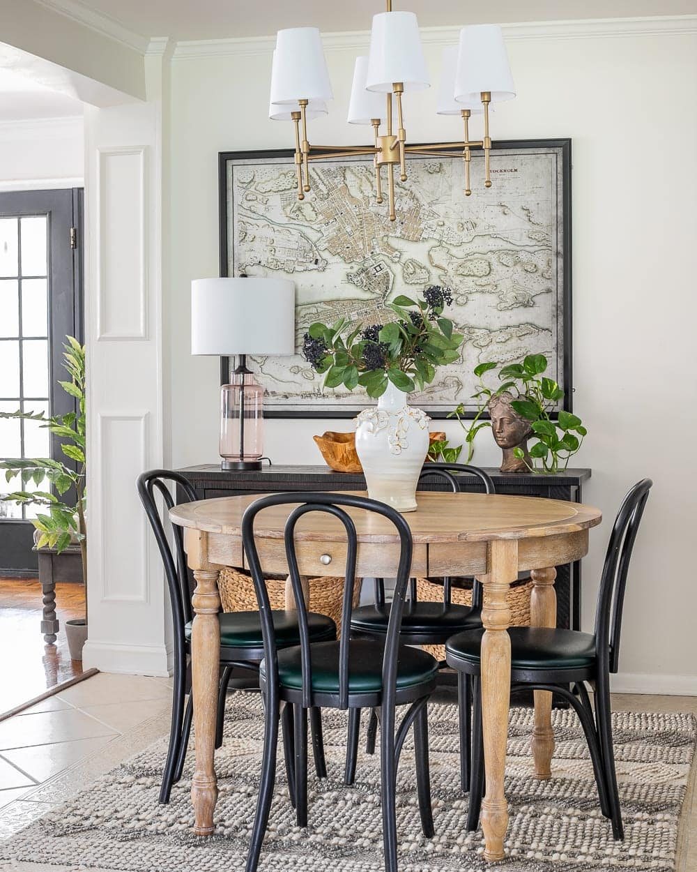 Add a vintage map as large wall decor