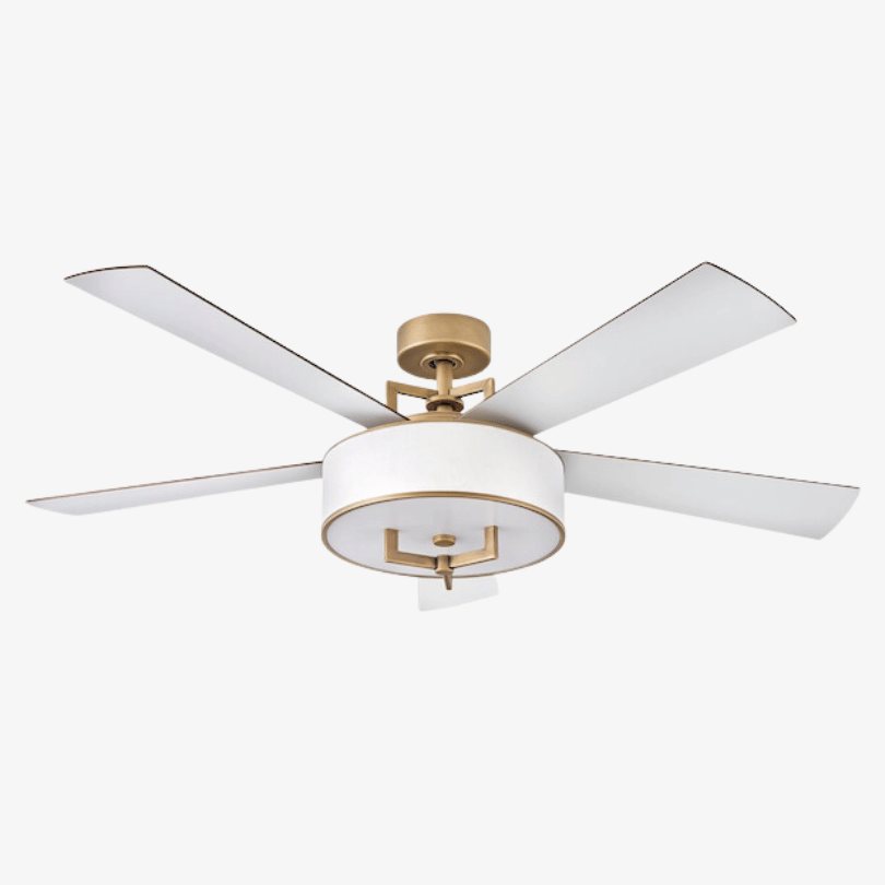 hampton brass and linen ceiling fan