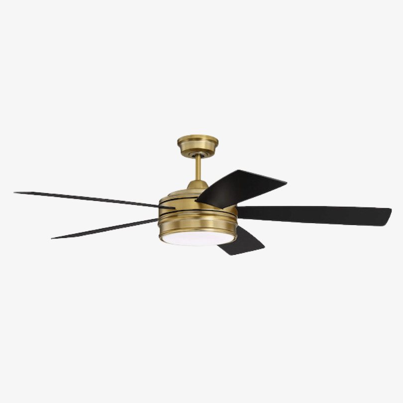 braxton dual mount satin brass black ceiling fan