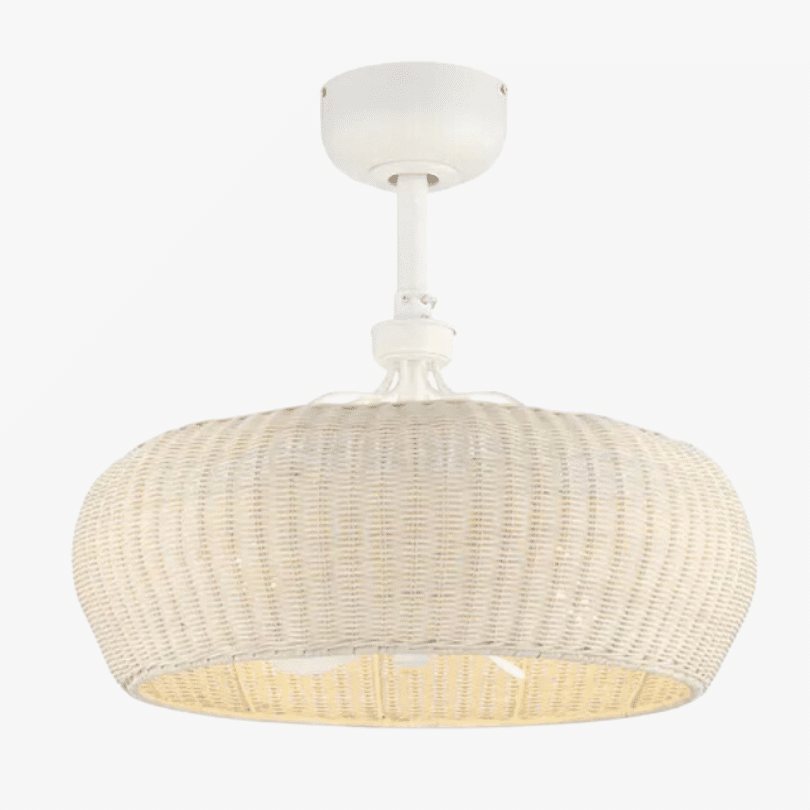 matte white rattan shaded fan