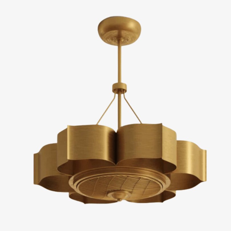 brass flowered chandelier fan