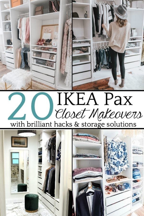 20 Inspiring IKEA Pax Closet Makeovers | A round-up of the best closet makeovers using the IKEA Pax system with hacks to make it look custom and solutions for creating the most functional closet.