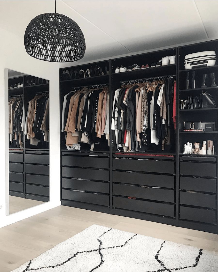 black built in bedroom closet