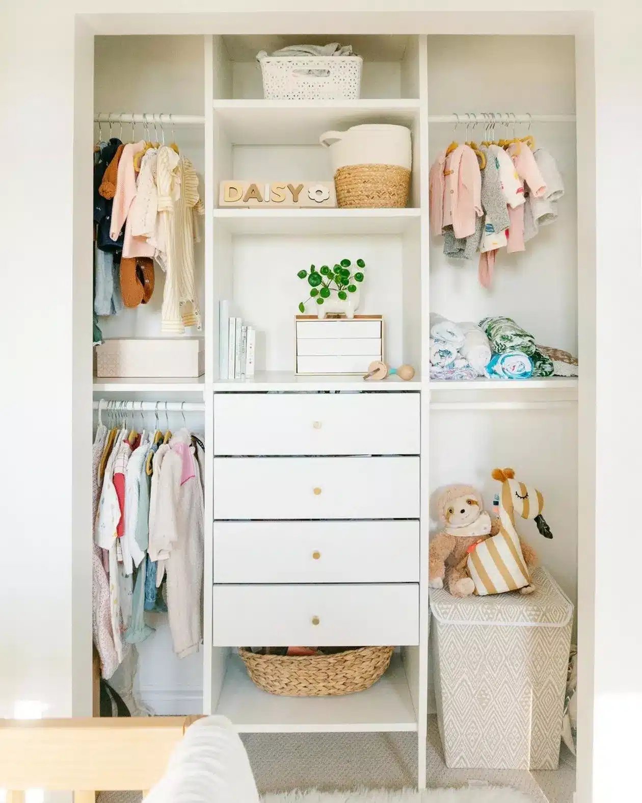 nursery wardrobe system with drawers