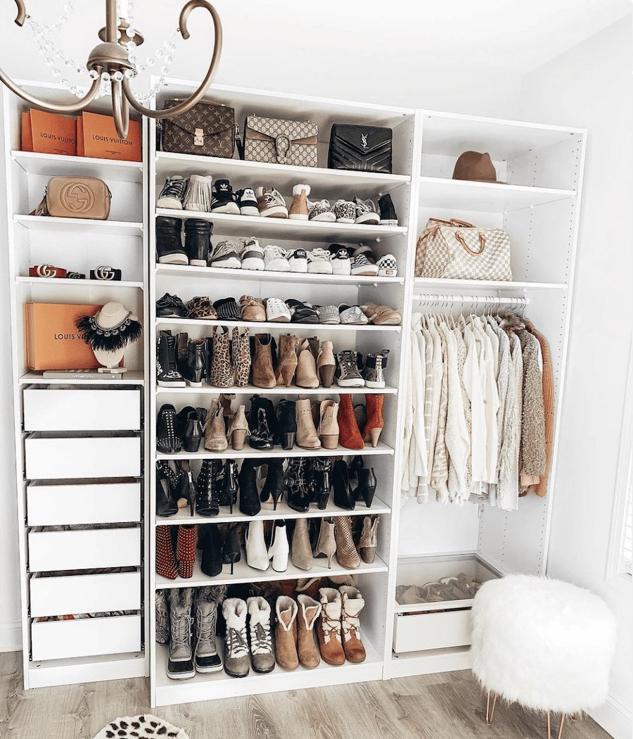 IKEA bookshelf used as a shoe rack
