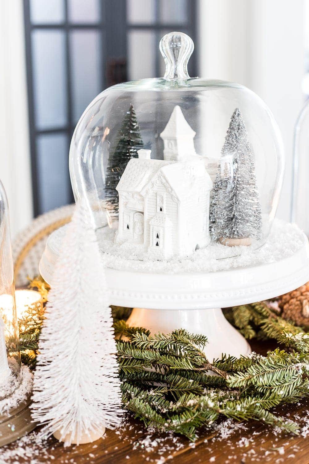 Christmas Village Snow Globe Centerpiece