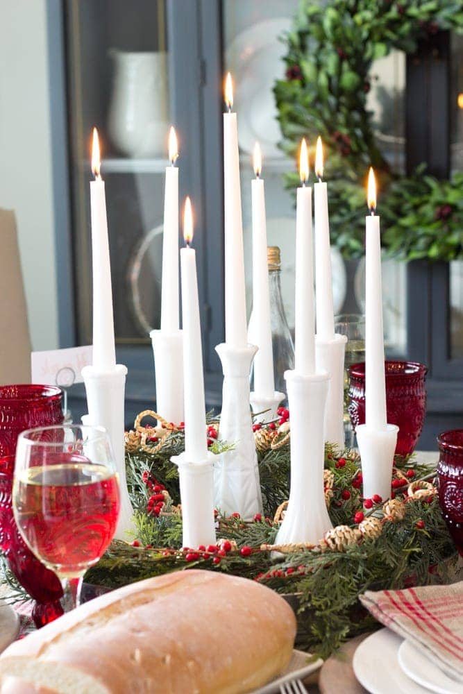 repurposed bud vases to use as for centerpiece candles