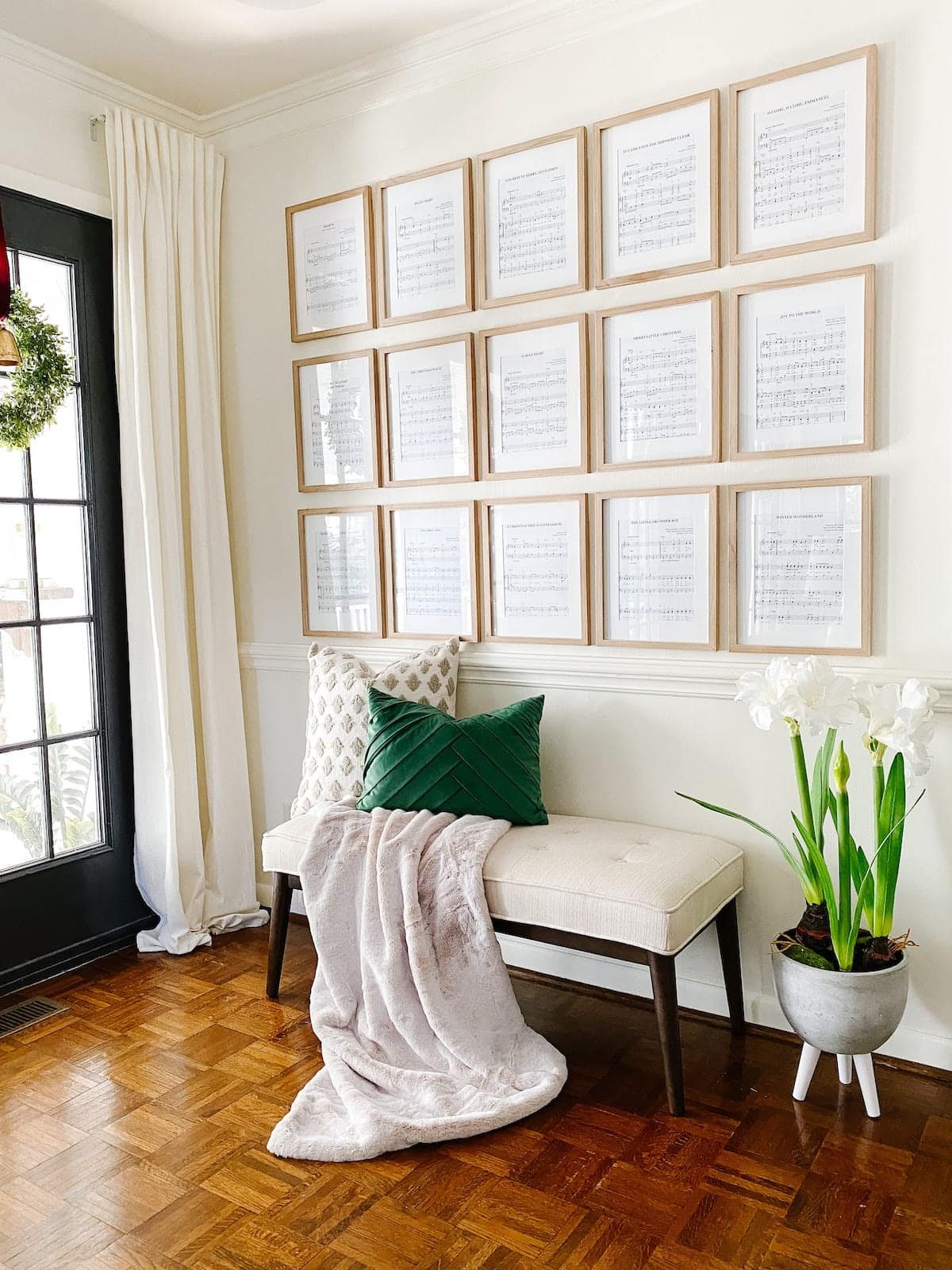 DIY Christmas art using a thrifted sheet music book