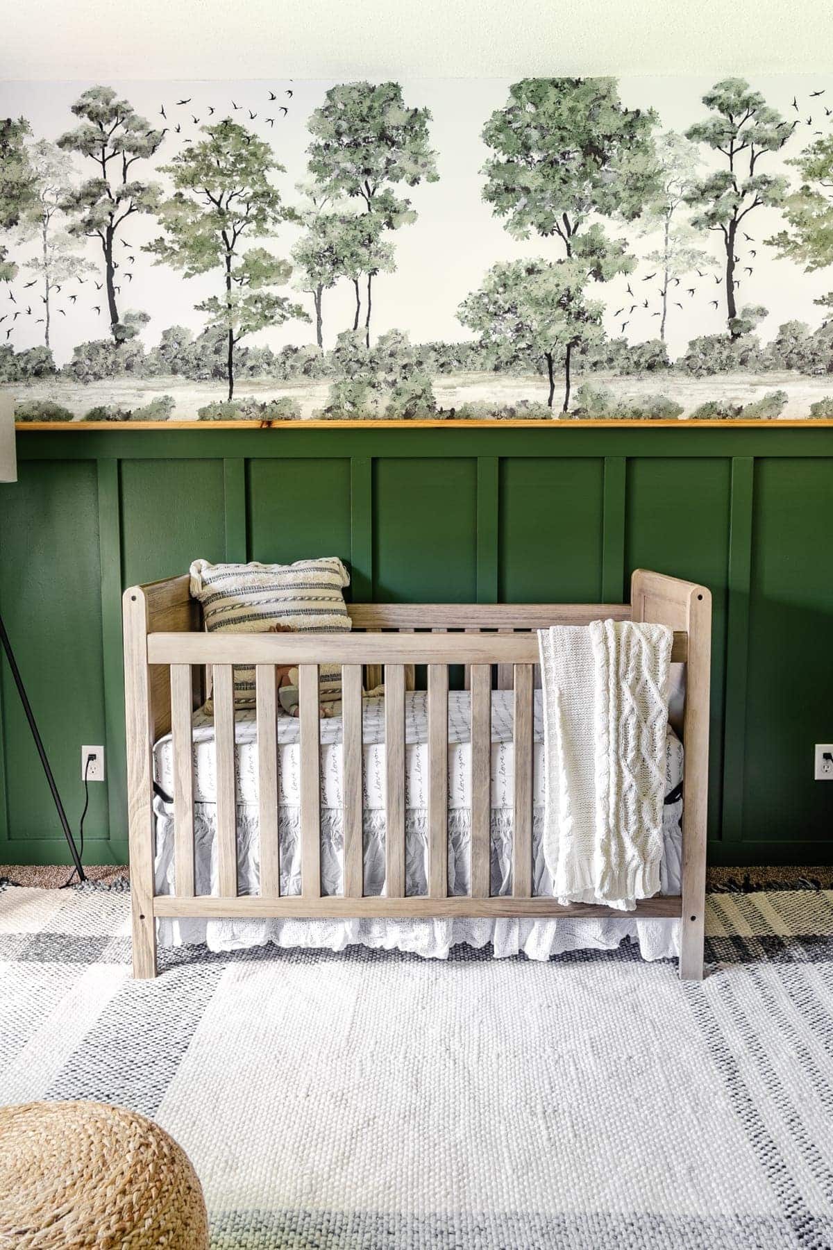 plaid rug in a nursery