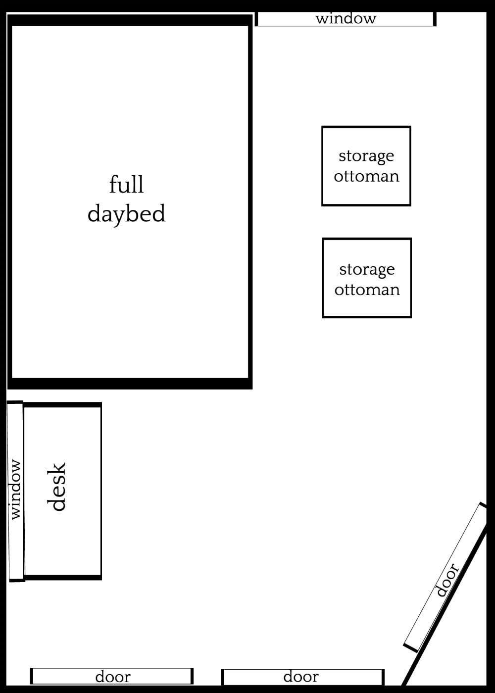 3 Furniture Layouts for a Small Bedroom With an Off-Centered Window