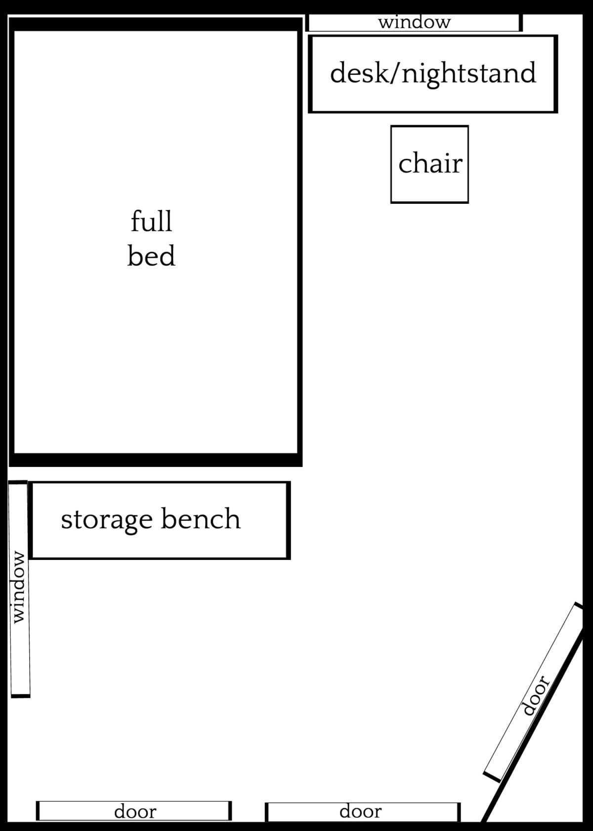 3 Furniture Layouts for a Small Bedroom With an Off-Centered Window