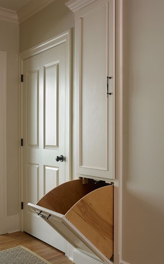recessed in wall hamper between studs