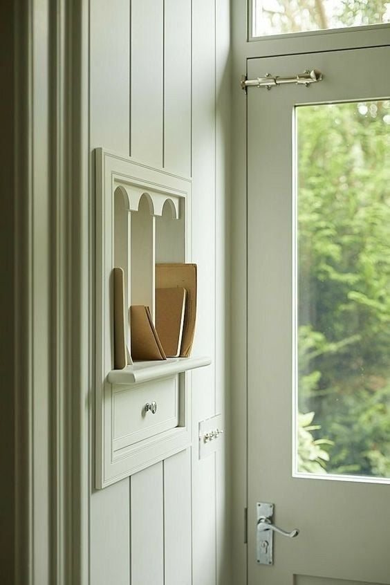 recessed mail sorter between studs
