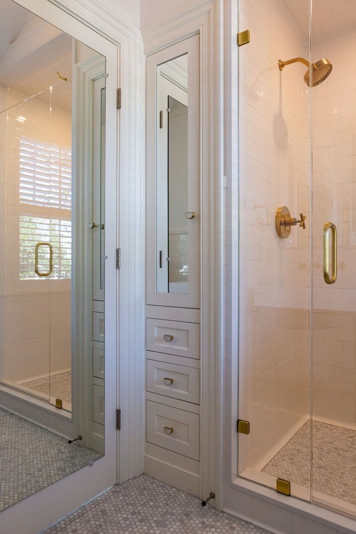 recessed cabinet in bathroom wall