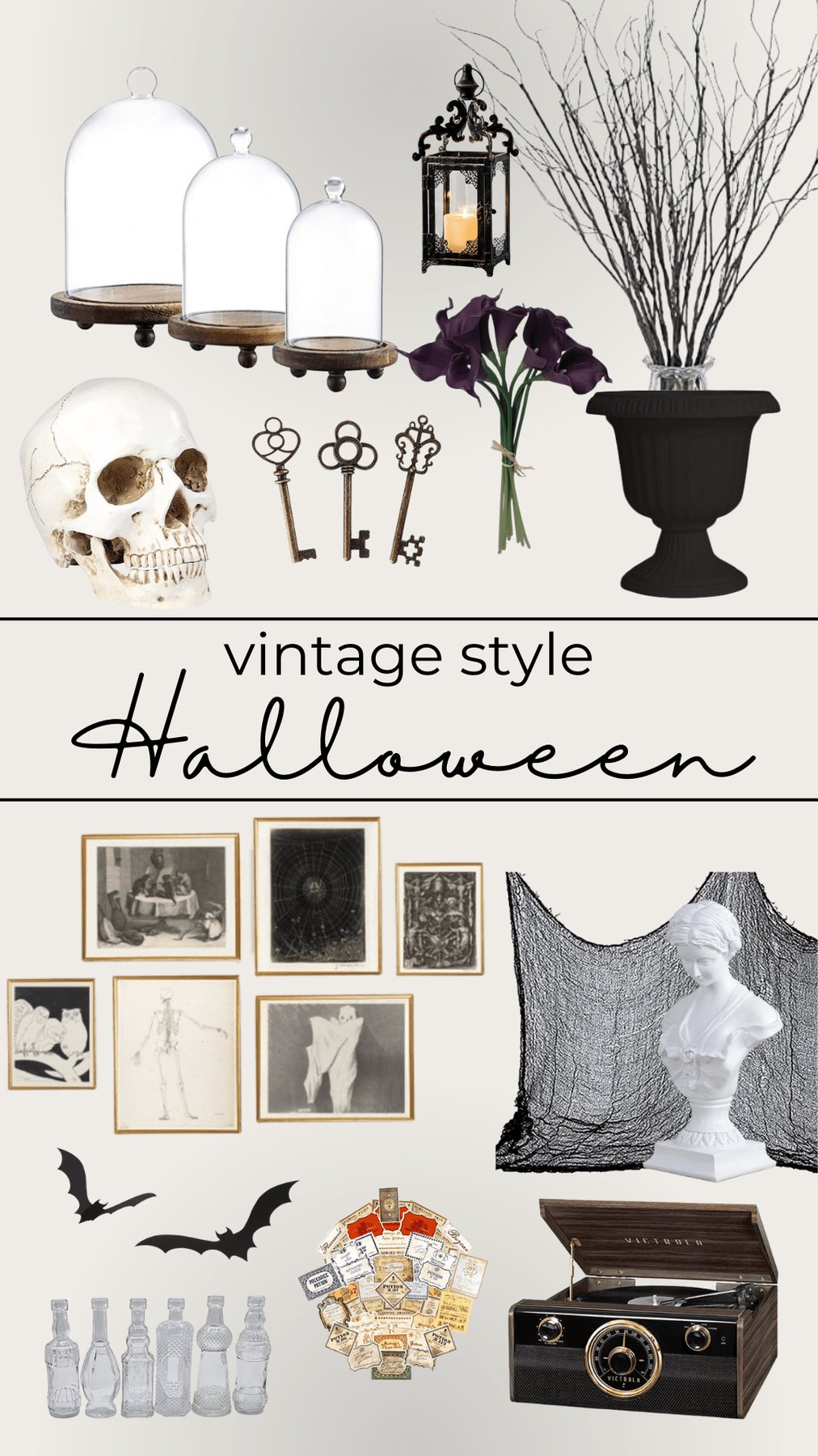 spooky elegant decor using vintage style finds