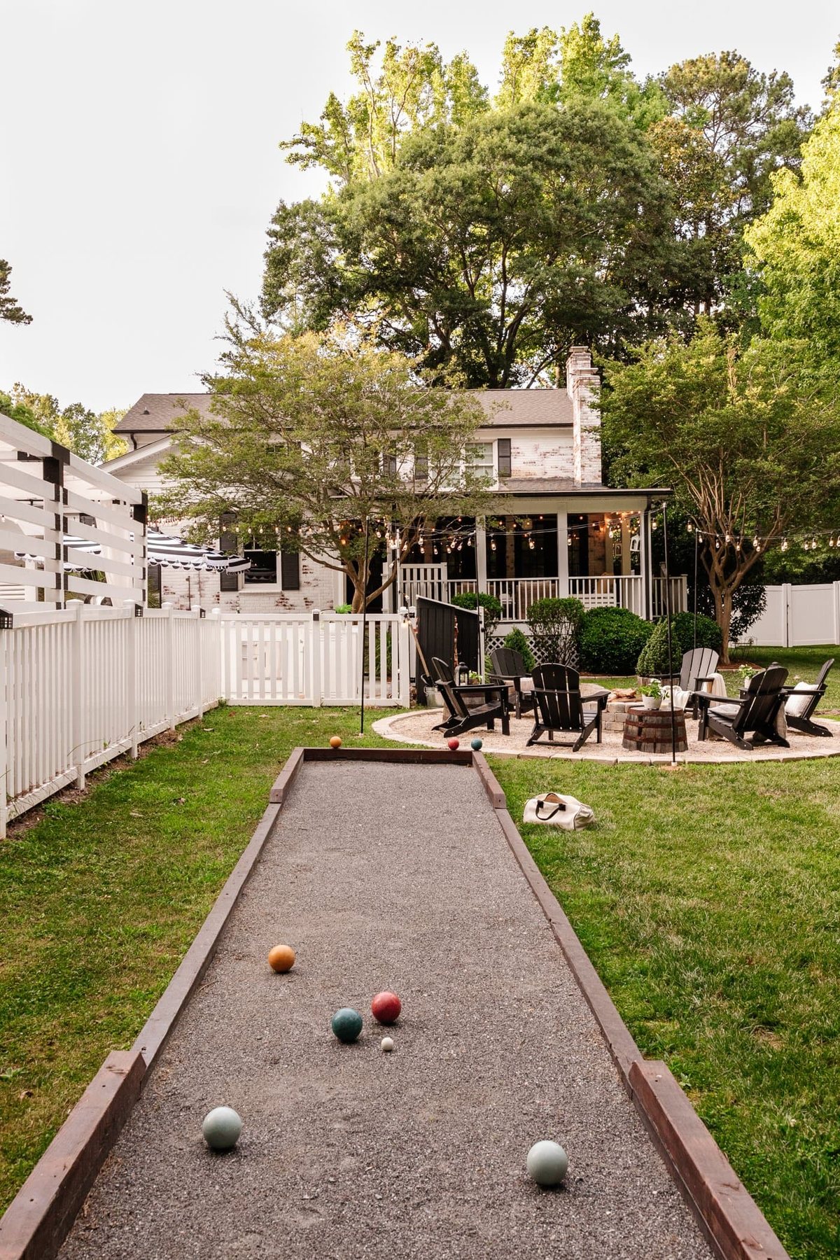 bocce ball court in a backyard
