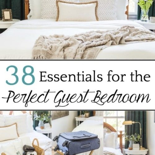 A master list of all of the best amenities and essentials to set up your guest bedroom like a hotel suite to help guests feel pampered and relaxed. #guestbedroom #guestroom #guestbedroomessentials #guestroomessentials #guestroomamenities #perfectguestbedroom