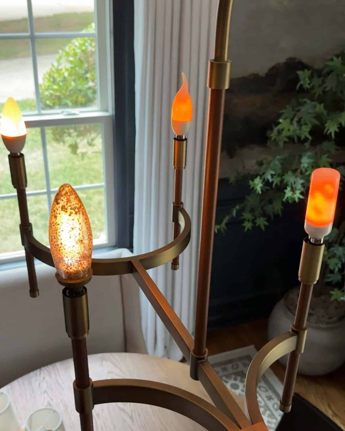 flame light bulbs tested in a chandelier