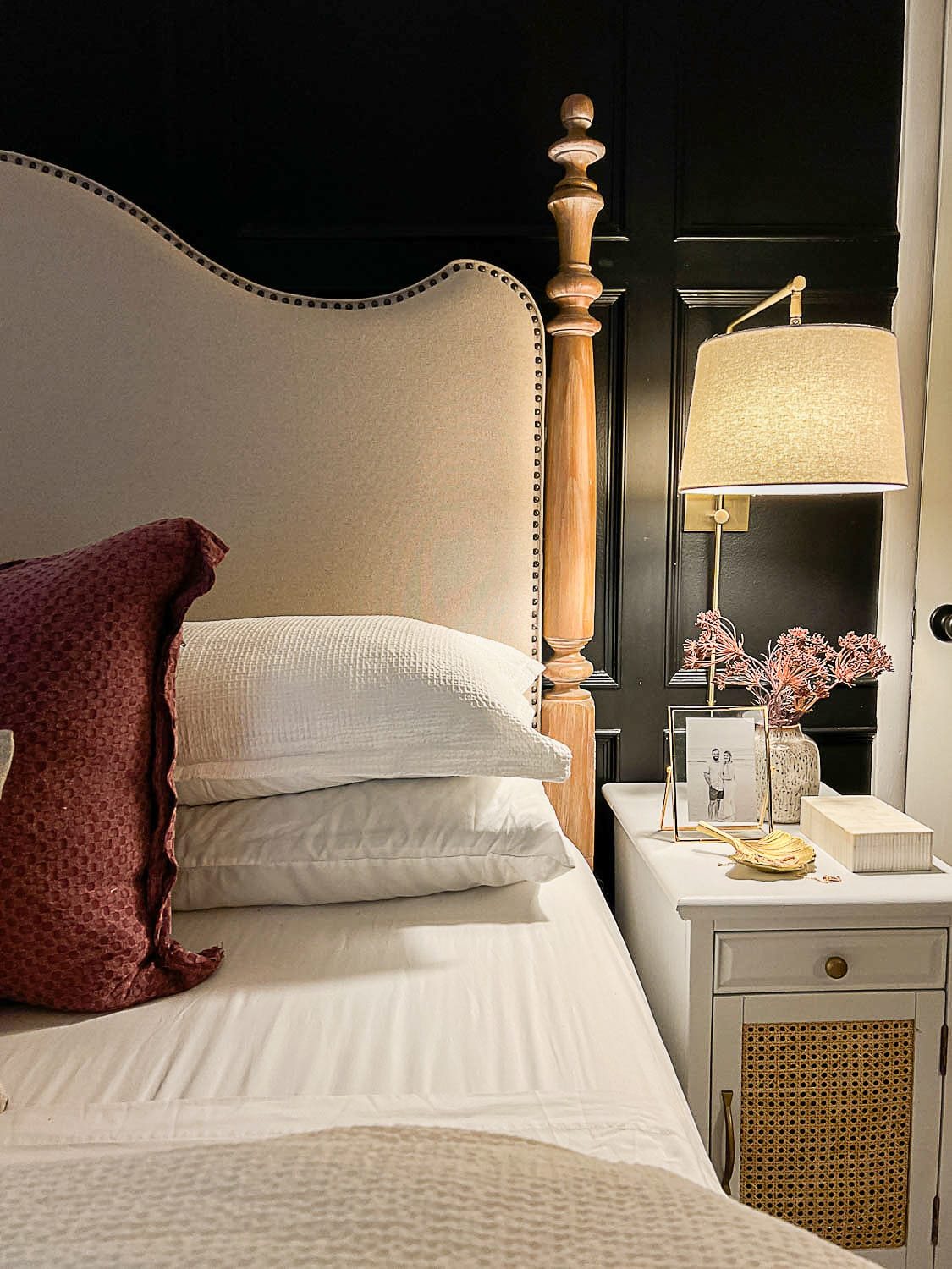 bedside table with decorative lidded box