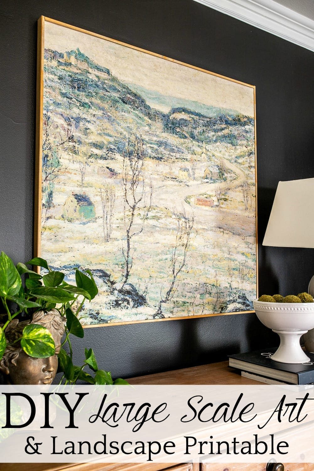 DIY Large Wall Art and Winter Landscape Printable - How to make a $1,000 piece of art for under $50.
