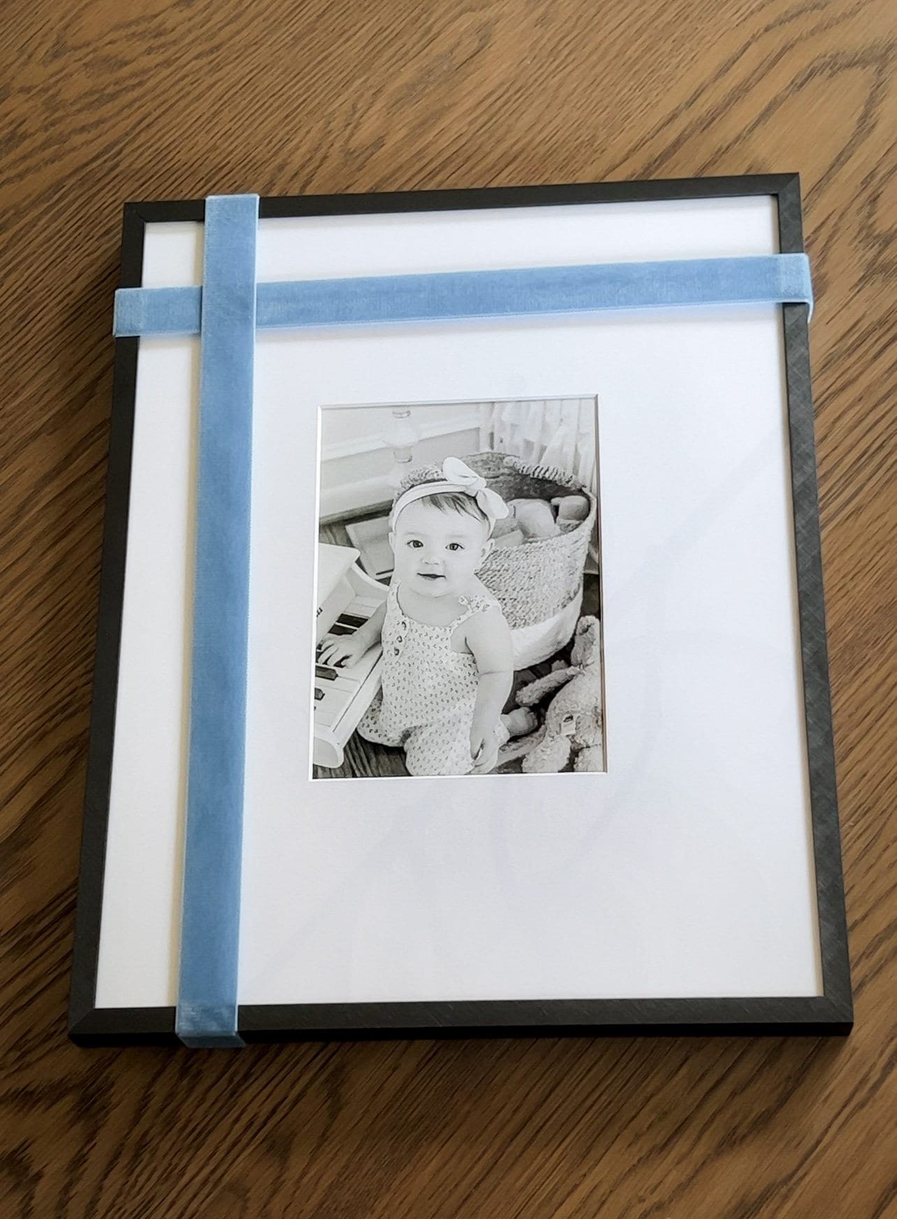 how to add ribbon to picture frames for Christmas art